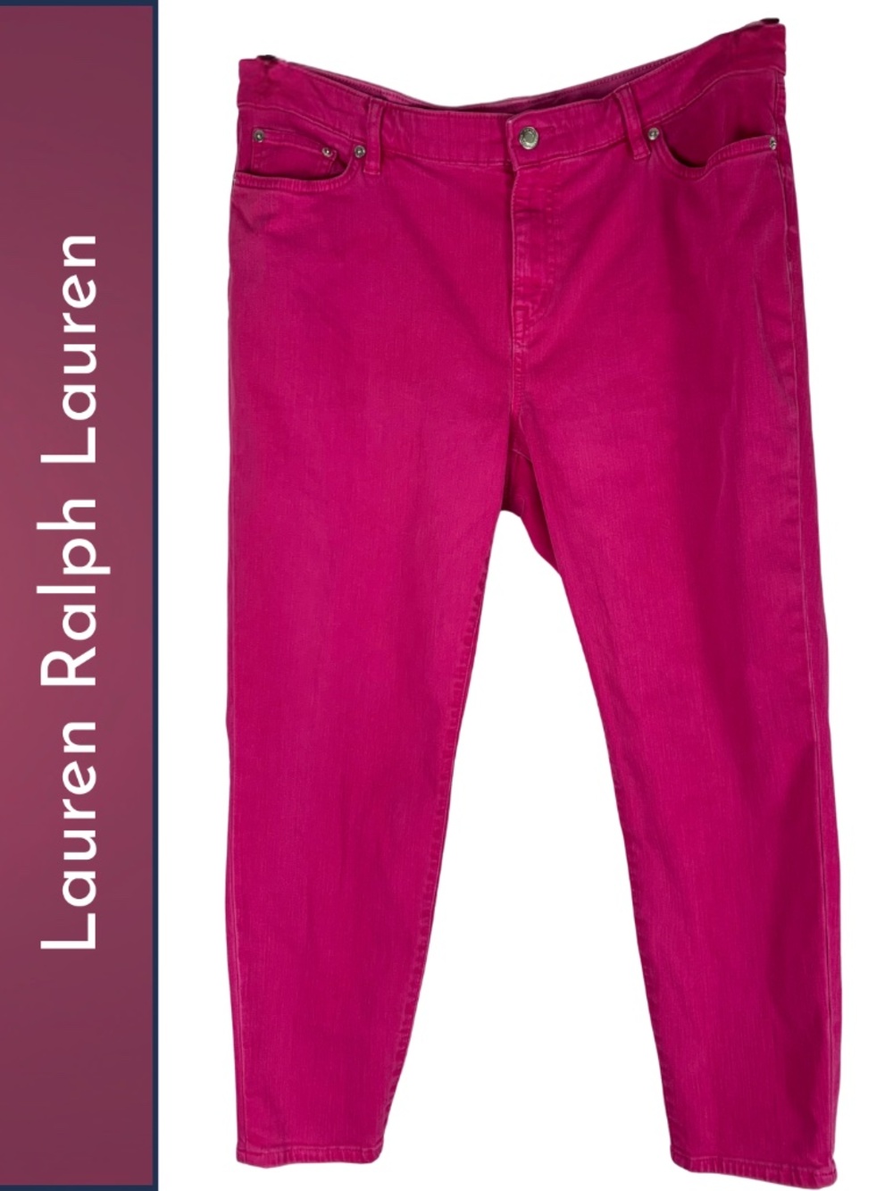 Lauren Ralph Lauren Vibrant Pink Premier Skinny Cropped Jeans Women's 16W Preppy